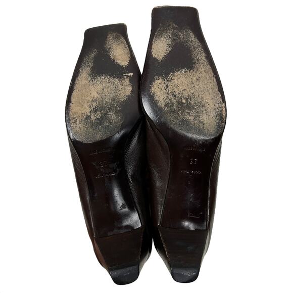 Prada Vintage Square Toe Y2K Block Kitten Heel Leather Heels 7 - Picture 6 of 8